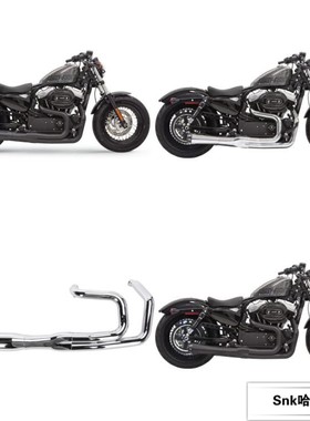 哈雷运动者改装美国Bassani2合1炸街排气 883/1200黑色全段排气筒