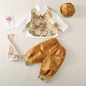 儿童汉服唐装 国风套装 马甲 抓周衣服女童新中式 周岁男宝宝礼服夏季