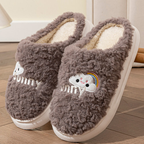 秋冬季居家保暖情侣卡通棉拖鞋