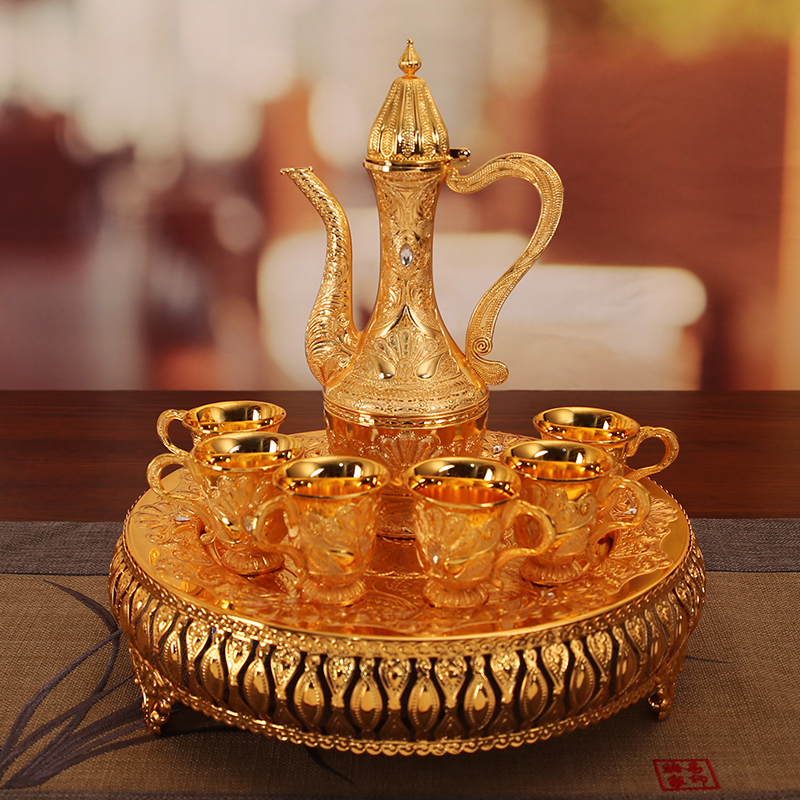 奢华高档酒具套装六杯一壶一盘