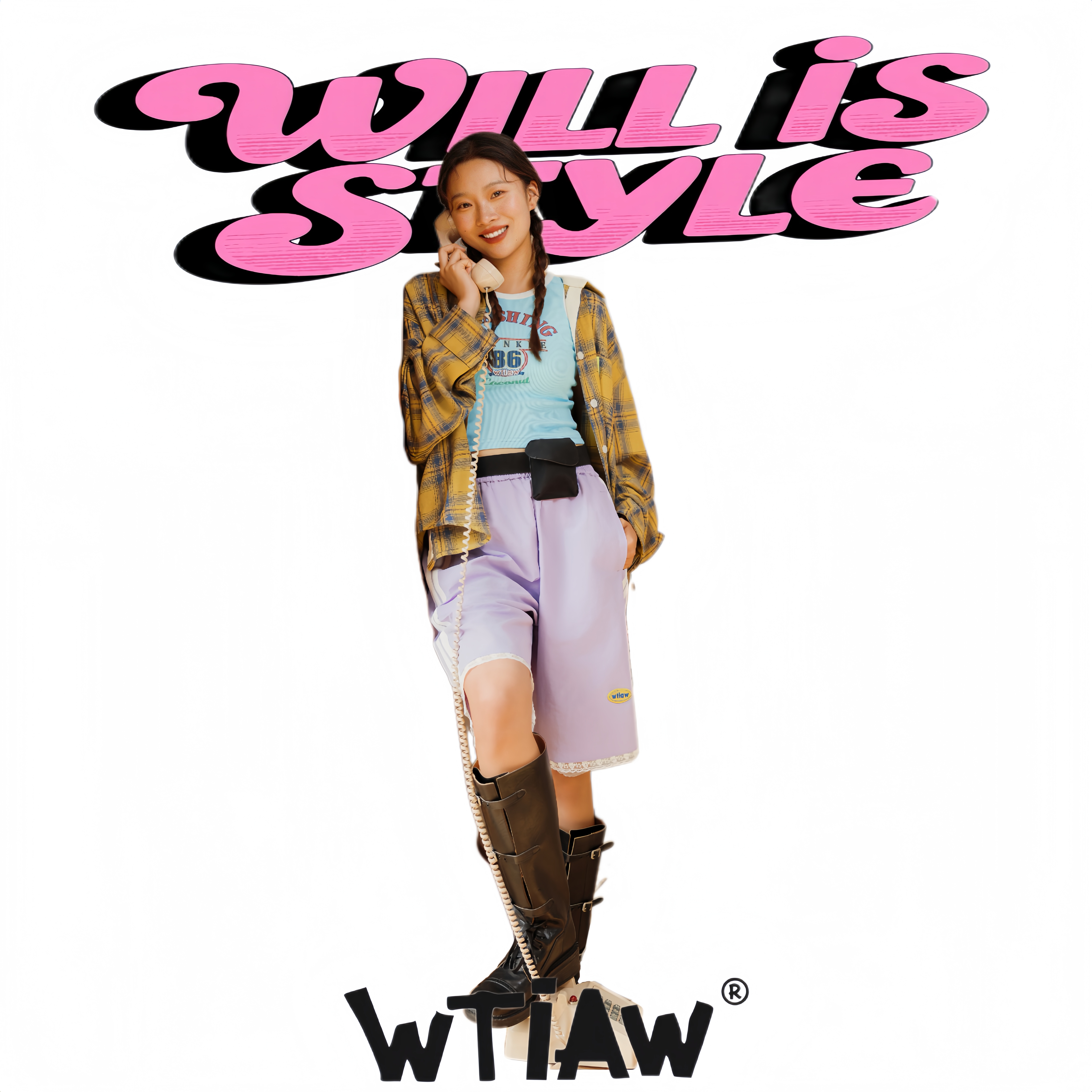 WTIAW2025YS织带花边老爹短裤
