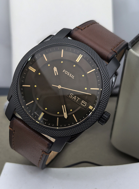 FOSSIL手表真皮表带简约商务休闲石英机芯星期日历防水男表FS5901