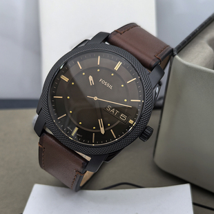 FOSSIL手表真皮表带简约商务休闲石英机芯星期日历防水男表FS5901