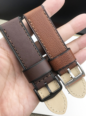 现货FOSSIL表带真皮偏厚24MM通用表带FS5829FS5875男表配件