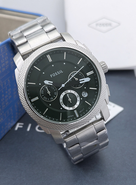 FOSSIL手表不锈钢墨绿盘商务休闲计时石英表日历防水男表FS6079
