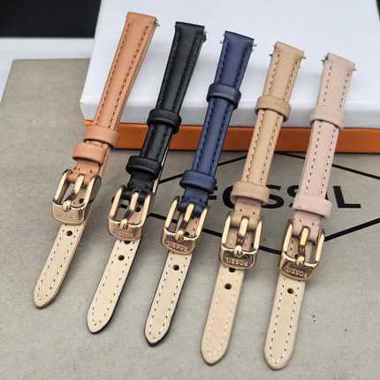 现货FOSSIL表带真皮10MM适配ES4410ES4411ES4412ES3797ES3799手表