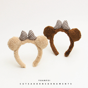毛绒小熊耳朵发箍可爱甜美少女拍照表演发卡超萌卡通头饰百搭头箍