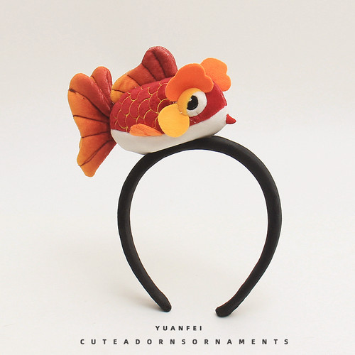 创意好运锦鲤发箍可爱金鱼趣味卡通头饰搞怪拍照装扮发卡卖萌头箍
