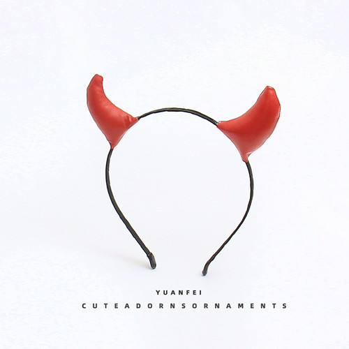 远飞红色牛角可爱卡通发箍