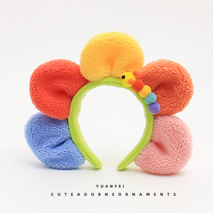 可爱夸张彩色太阳花发箍创意毛毛虫头箍卡通头饰搞怪表演拍照发卡