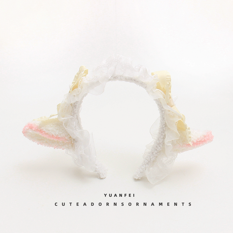 咩咩咩~可爱小羊耳朵发箍创意蕾丝蝴蝶结发卡卖萌拍照头箍女头饰