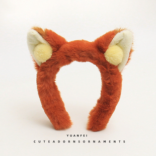 可爱毛绒火狐尼克发箍搞怪狐狸耳朵发卡乐园卡通头饰搞怪拍照头箍