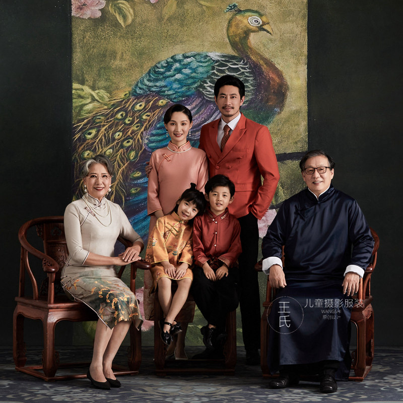 全家福一家六口母女装父子民国风旧上海2022年展会新款影楼拍照衣