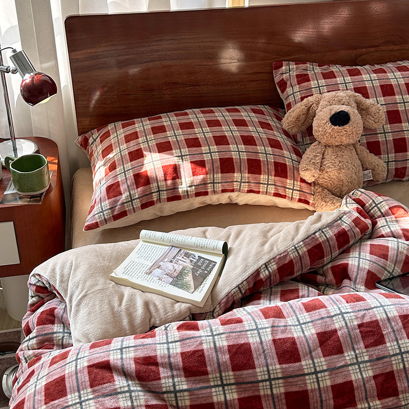 冬季新款牛奶绒四件套塔芙绒床单被套珊瑚绒加厚保暖裸睡轻奢床品,床上用品,床品套件/四件套/多件套,淘宝优惠券,粉丝福利购,淘宝优惠卷