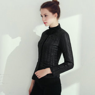 绣花纯黑色轻便羽绒棉小棉袄 保暖夹丝棉短款 女士棉衣内胆长袖 修身