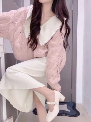 学院风毛衣连衣裙子两件套秋冬季