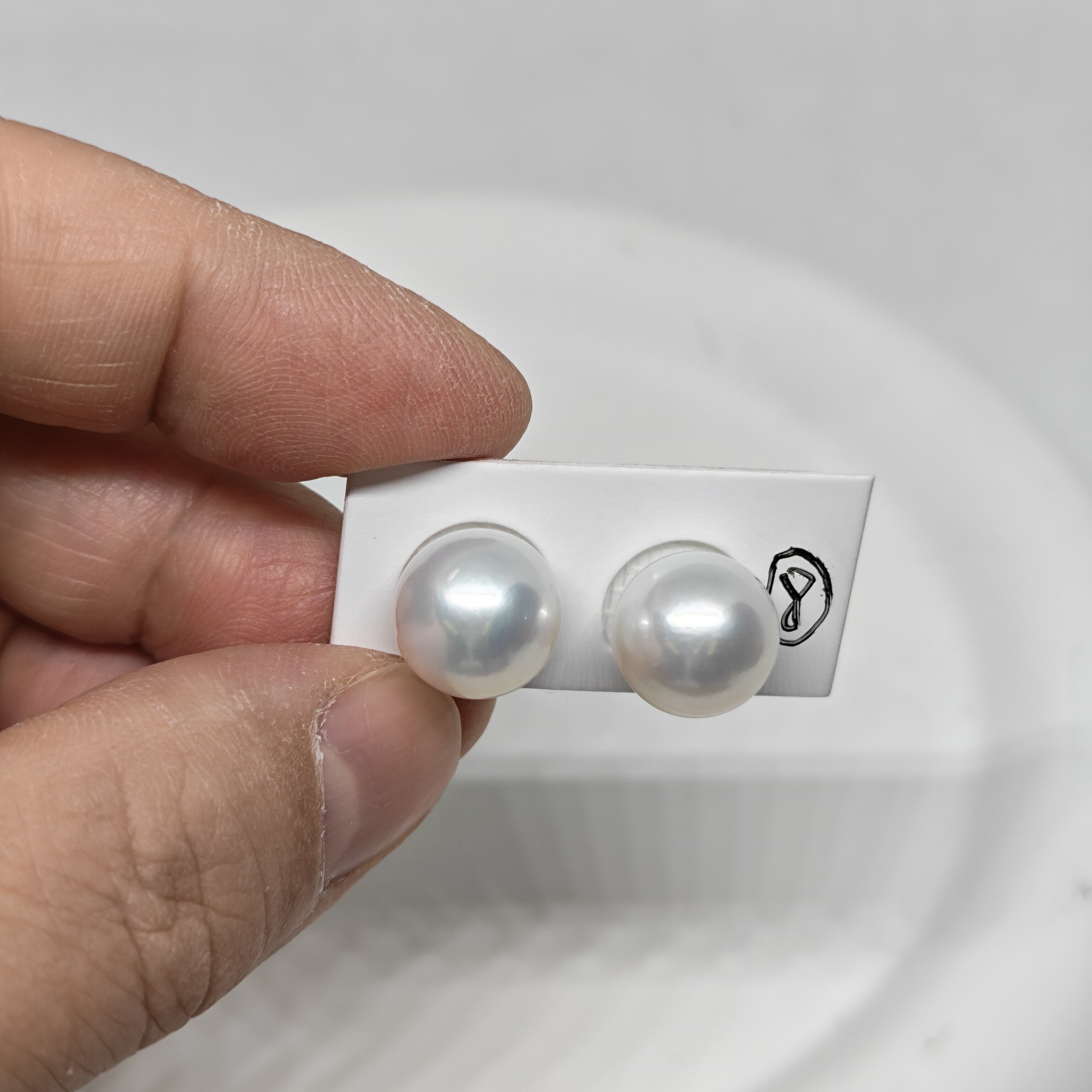 孤品⑧ 天然淡水珍珠耳钉正圆11mm+纯银耳针强光正小面无瑕侧背瑕