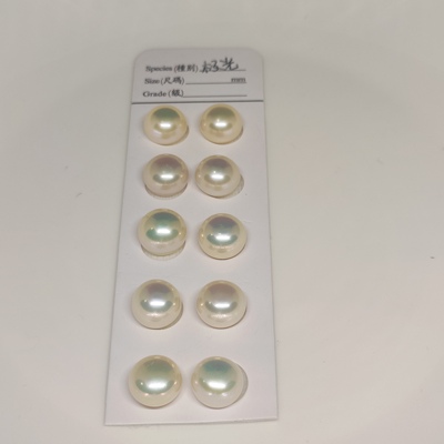 10.5~11mm极光怪色圆馒头天然淡水珍珠耳钉纯银耳针节日礼近无瑕