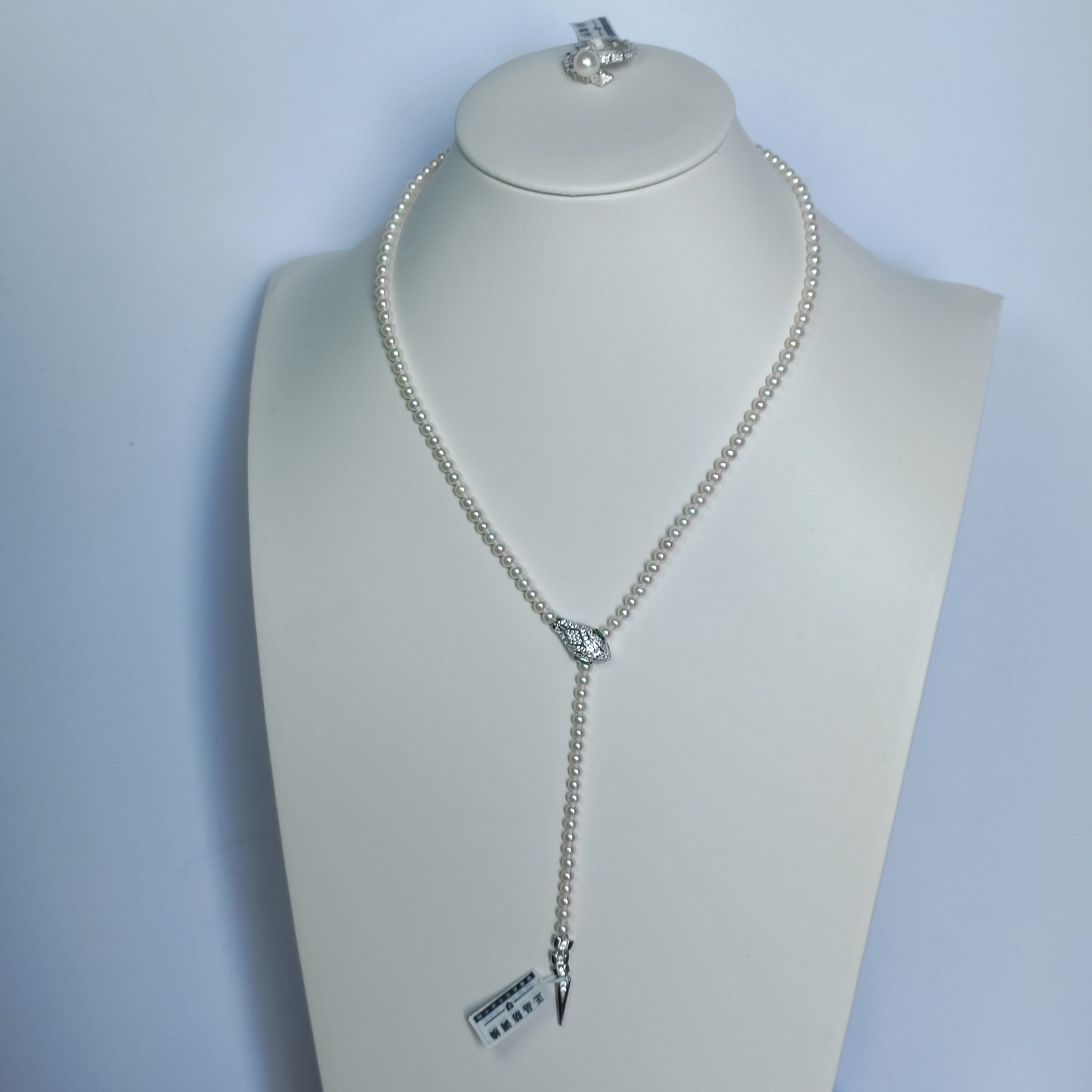 天然淡水正圆珍珠项链近无瑕4mm+纯银精致灵蛇扣配灵蛇戒大牌同款