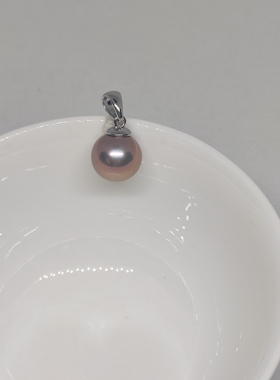天然淡水珍珠吊坠强光正反面双色11mm纯银瓜子扣正反面无瑕底微瑕