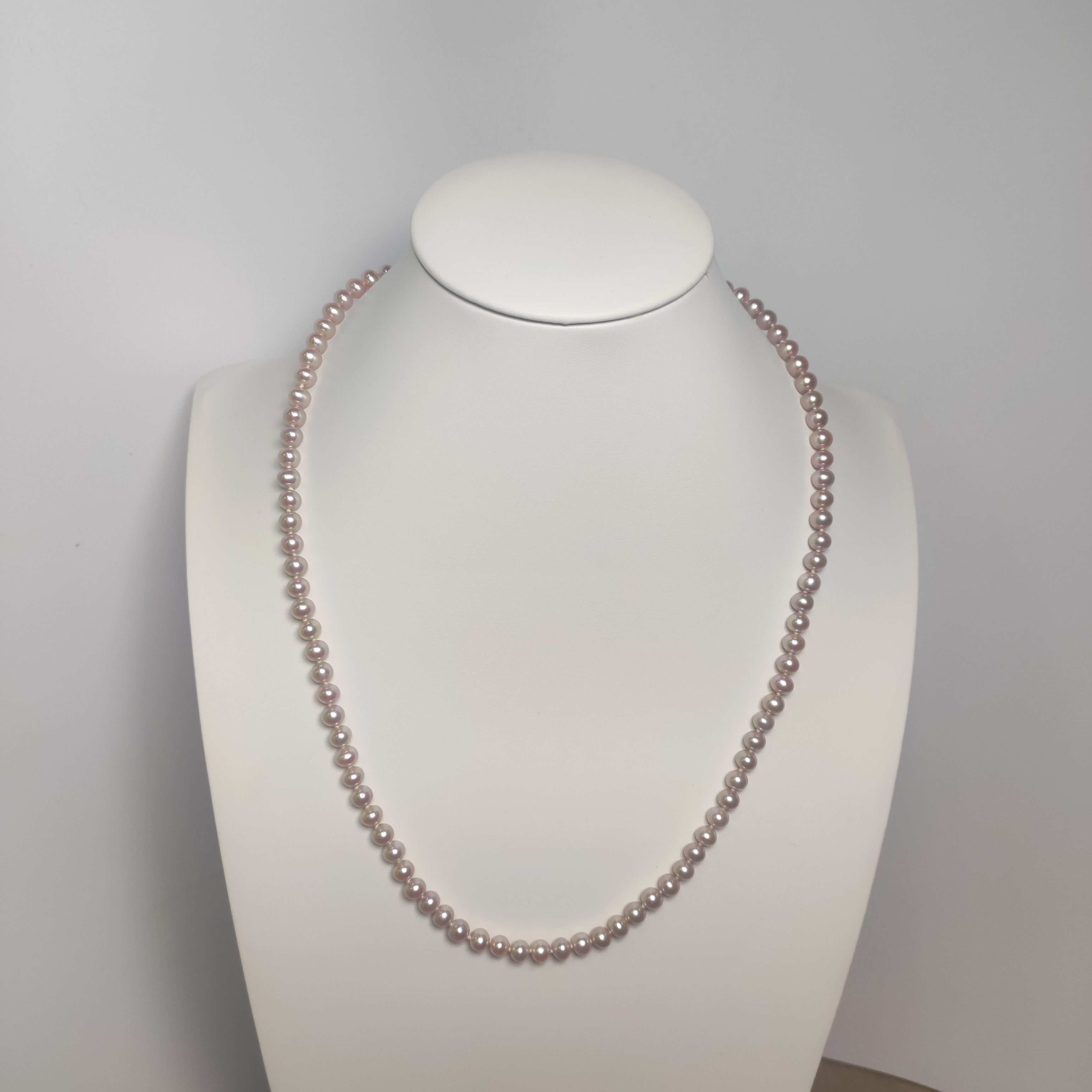 纯银元宝扣淡水无核珍珠天然粉紫色6+mm长60cm打双结时尚近无瑕礼