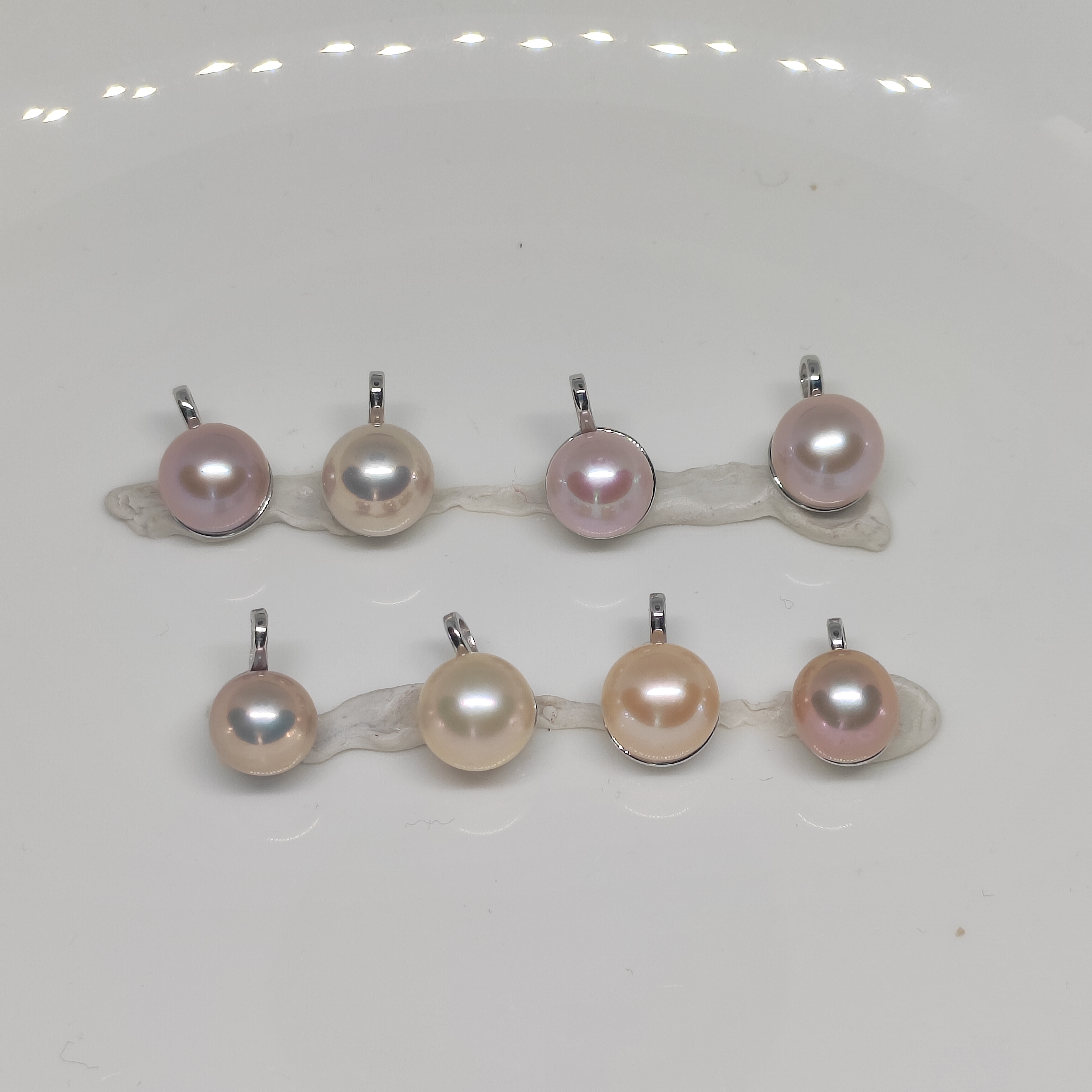 天然淡水强光珍珠正圆9~10mm可爱纯银吊坠可串3左右珍珠项链8款礼