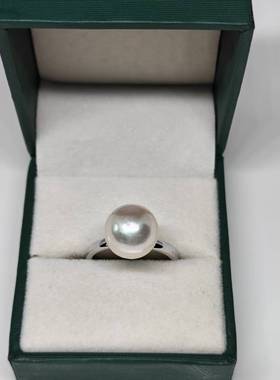 天然淡水无核强光糖纸珍珠戒指11mm+纯银厚戒托个性时尚节日礼物