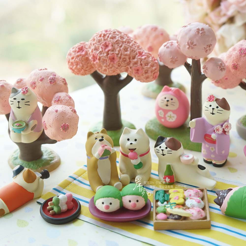 春天赏樱花树柴犬小鸟猫咪可爱树脂动物迷你桌面小摆件,家居饰品,装饰摆件,淘宝优惠券,粉丝福利购,淘宝优惠卷