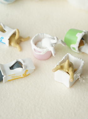 绝版正版扭蛋淘气的猫咪可爱三花猫黑猫手办潮玩具模型公仔摆件