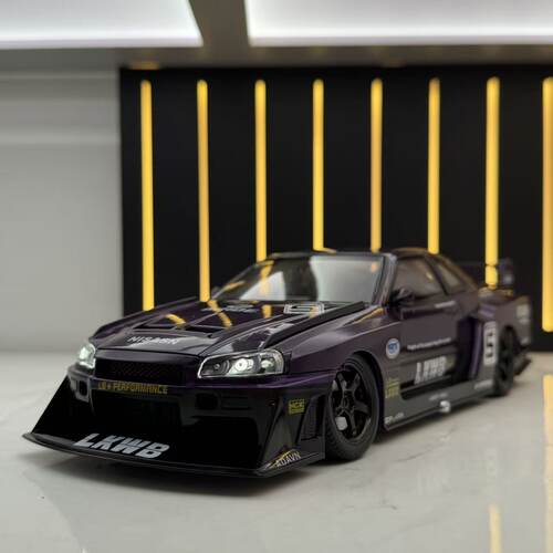 改装版124日产gtr34合金车模型