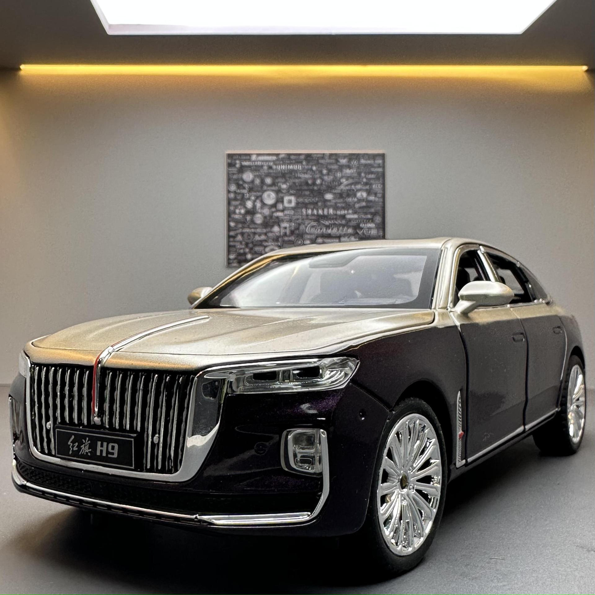 带回力声光124红旗H9合金车模