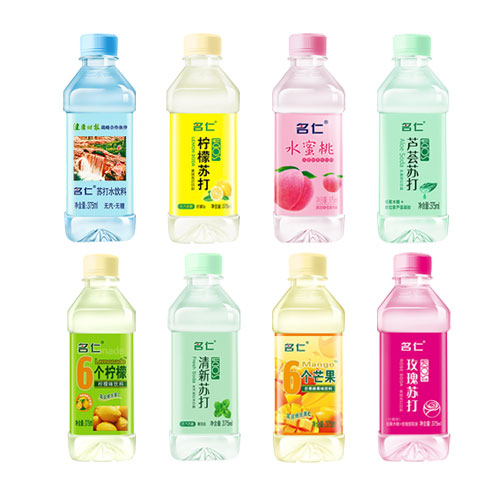 名仁苏打水无糖无汽原味柠檬芒果清新芦荟375ml八种口味买六赠二