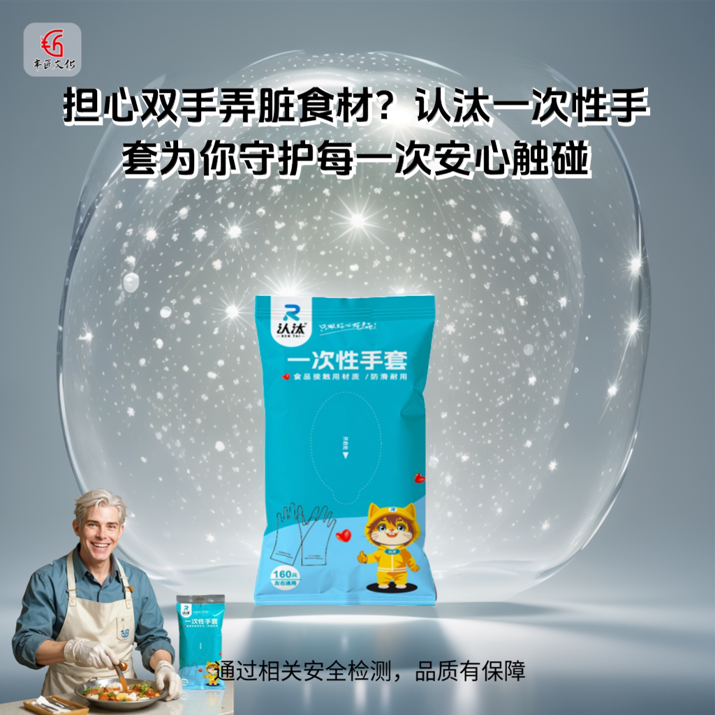 认汰一次性手套食品级防护手套耐用餐饮乳胶橡胶厨房防护防水耐磨