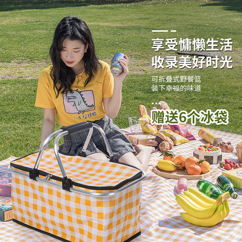 野餐篮春游可折叠户外保温露营