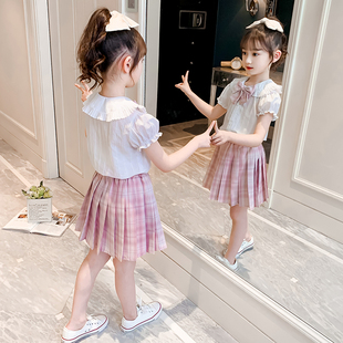 2024新款 洋气61儿童节表演服小女孩夏季 夏装 女童套装 JK套裙两件套