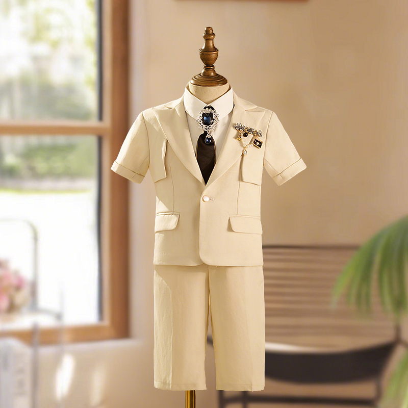 男童西装套装2025新款高端儿童走秀礼服主持人服装钢琴演出服潮服