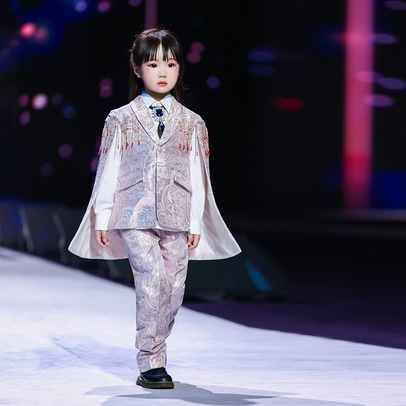 女童礼服走秀潮服2024新款秋季高端儿童西装套装小女孩舞台演出服