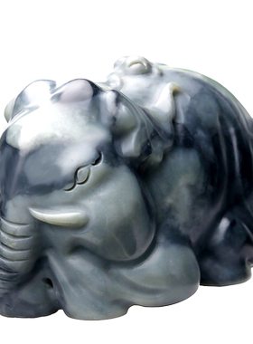 甄选老料象背骑猴寓意封侯拜相