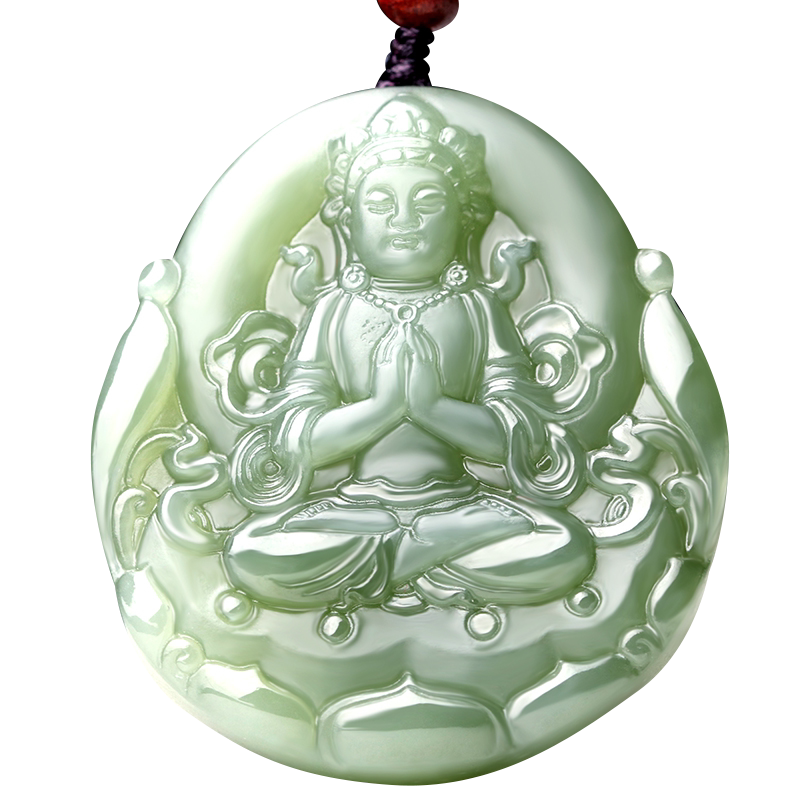 甄选玉料双面雕刻平安吉祥带证书