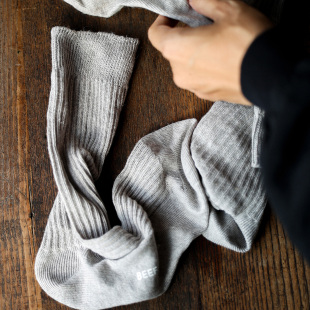 Beeff 专属染色“静灰色”苎麻棉中筒袜 麻棉混纺空气感无束缚