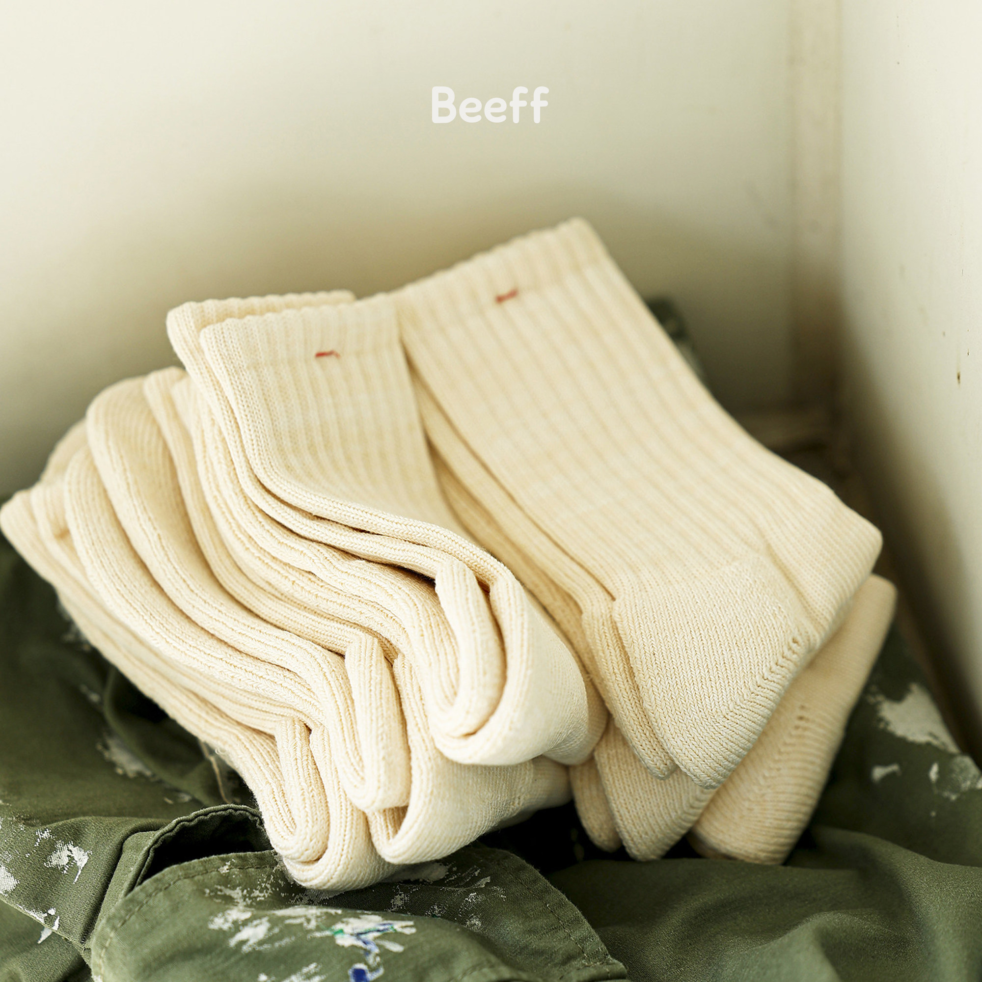 Beeff美式复古加厚毛巾底中筒袜图片