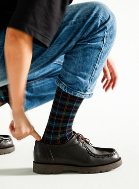 Beeff男女 苏格兰格纹/TARTAN 西式丝光棉绅士正装袜 240针织精品