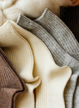 Beeff女 手缝无骨 天然羊毛袜 粗针加厚发热棕色灰色冬季保暖袜子