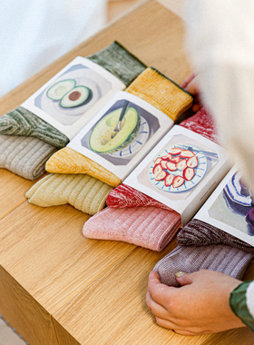 Beeff一组 天然植物染色粗针中筒棉袜 粗针粗线针织复古日系堆堆