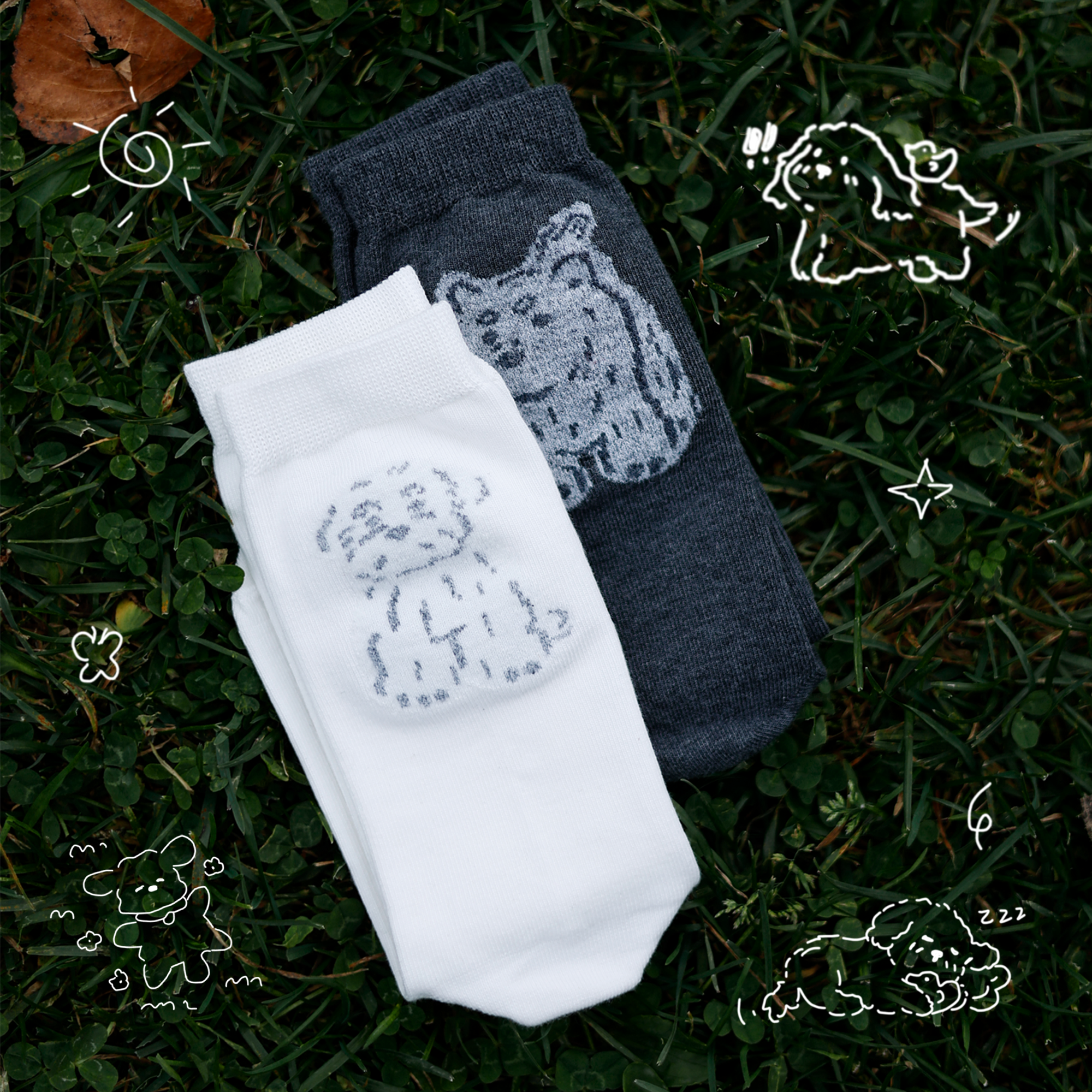 beeffsocks快乐小狗中筒袜秋款