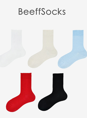 Beeff男女 亚麻无骨中筒袜 夏季轻薄透气清爽 棉麻袜子黑