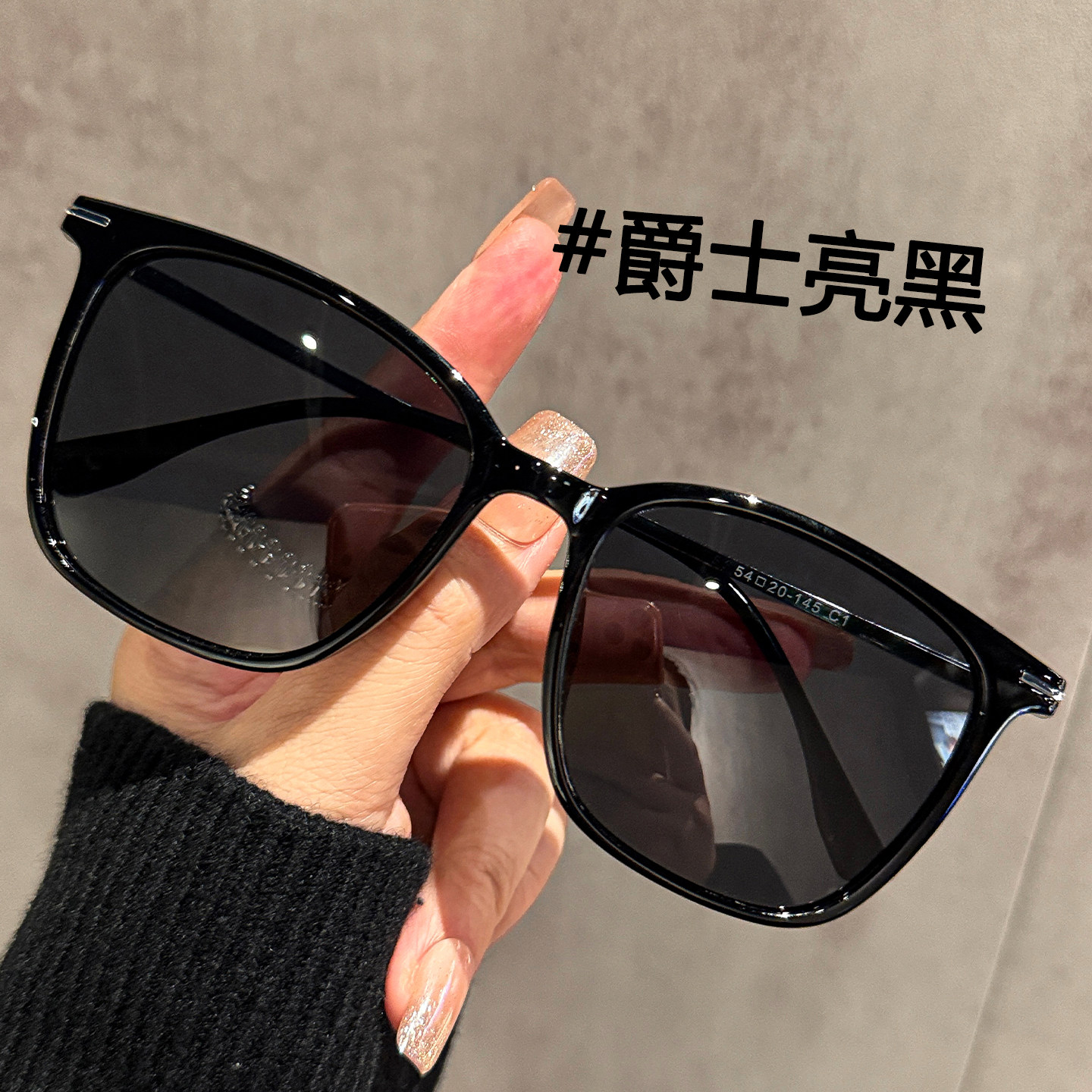 经典时尚黑色方框偏光太阳镜男女款可配近视防紫外线开车专用墨镜