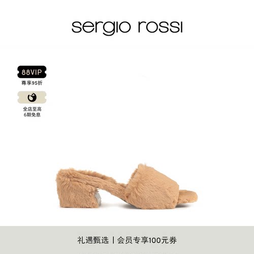 Sergio Rossi/SR女鞋SI ROSSI茸茸高跟凉鞋拖鞋女