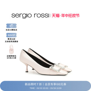 Sergio Rossi春夏sr 新款 Twenty系列扣饰尖头高跟鞋