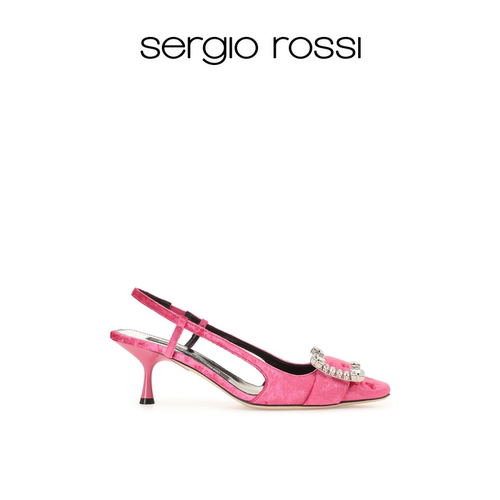 Sergio Rossi/SR女鞋SR TWENTY系列钻扣露跟高跟鞋凉鞋婚鞋